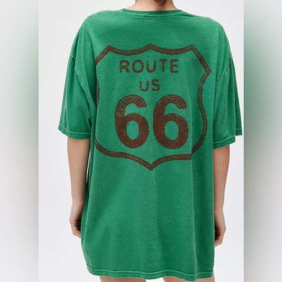 Willie Nelson Route 66 Green One Size Cotton Baggy T-Shirt - Picture 4 of 4